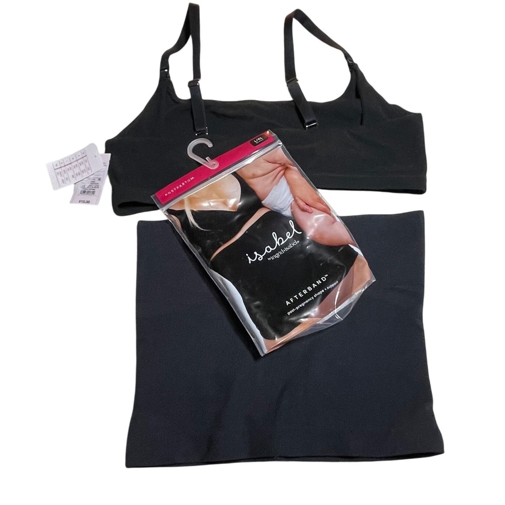 Auden Nursing Bralette XL & Isabel Postpartum Afterband L/XL Black Set NEW